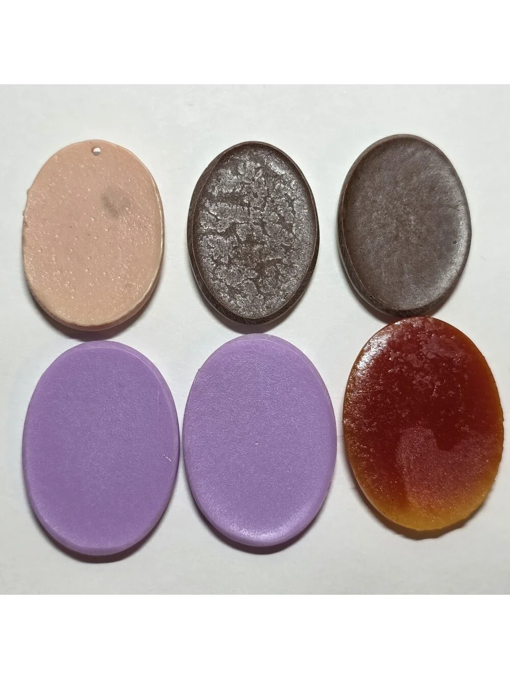 Lot of 6 Large Vintage Style Lady Floral Cameo Cabochons Resin Mixed Colors EUC